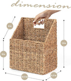 Wicker Hanging Storage Basket (10,5"Lx6,5"Wx13"H), Set of 2 Wall Baskets, Water Hyacinth Baskets, Wall Decor Hyacinth Basket Hanging for Organizing Files, Mails, Books (Seagrass)