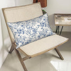Blue Pillow Covers 12x20 Set of 2 Chinoiserie Blue and Cream Floral Throw Pillows Vintage Rustic Toile Flower Decorative Pillowcase Outdoor Chinoiserie Decor Lumbar Cushion Case for Couch Bed