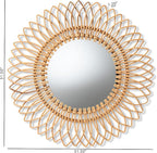 bali & pari Bora Modern Bohemian Natural Rattan Wall Accent Mirror