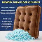 Floor Pillow Set of 4, Memory Foam Meditation Cushion, Floor Cushions for Adults Sitting, Large Square Seat Cushions for Yoga, Living Room, 20x20 Inch (Brown)