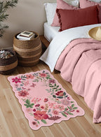 Lahome Floral Washable Entryway Rug, 2X3 Soft Kitchen Rugs Non-Slip, Ultra-Thin Door Mat Indoor Entrance Stain Resistant Boho Small Throw Carpet for Bathroom Bedroom Entry Flore, Pink