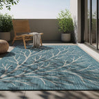 Washable Indoor Outdoor Rug 8x10 Modern Area Rugs Branch Pattern Non Shedding Waterproof Easy Clean Patio Deck Porch Living Room Bedroom Garden RV (8 X 10 Aqua)