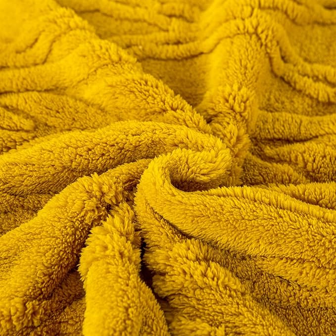 YUSOKI Twin XL Blanket Single Layer,Weight(3.1lb),370GMS-3D Stylish Design for Gift Home Decor (Mustard Yellow,65"x90")