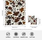 WIBUE Cow Throw Blanket 80"x60" with 2 Pcs Pillow Covers 18"x18", Decorative Fleece Blanket 3 Piece Set, Fuzzy Soft Cozy Warm Lightweight Blanket for Bed Sofa Couch Chair