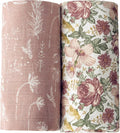 Little Jump 2 Pack Western Wild Flowers Muslin Swaddle Blankets for Baby Girls, Receiving Blanket Large 47 x 47 inches, Soft Breathable Muslin Baby Blanket for Newborn(Vintage Floral)