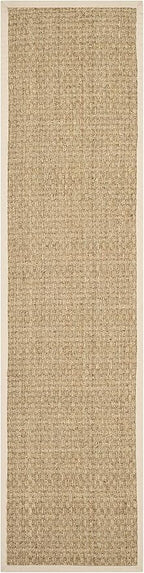SAFAVIEH Natural Fiber Collection Runner Rug - 2'6" x 10', Natural & Beige, Seagrass, Basketweave Pattern with Border (NF114A)
