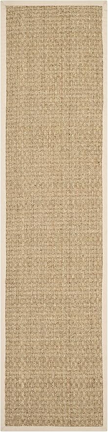SAFAVIEH Natural Fiber Collection Runner Rug - 2'6" x 10', Natural & Beige, Seagrass, Basketweave Pattern with Border (NF114A)