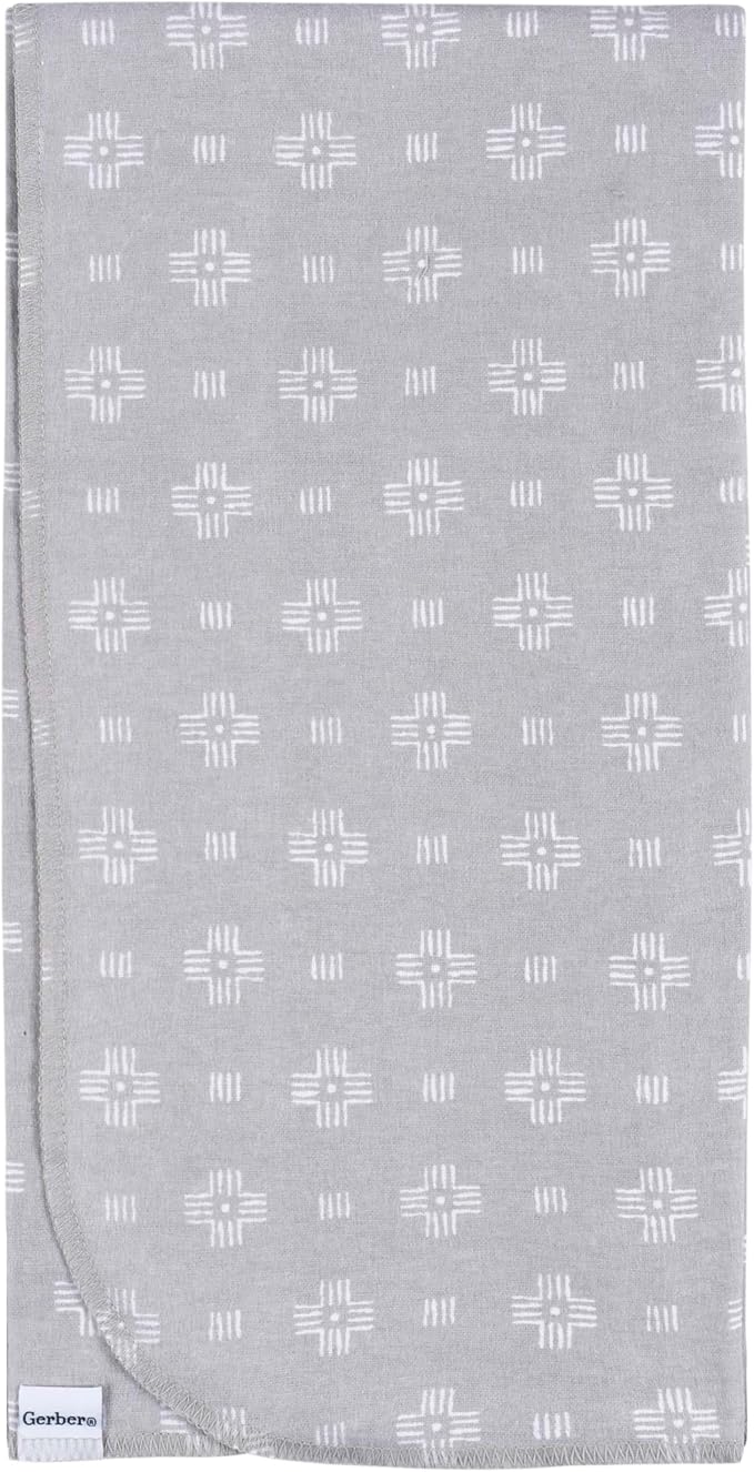 Gerber Unisex Baby 100% Cotton Flannel Receiving Blankets 30x30 Inches (Pack of 16), Animals + Geos Neutral, One Size