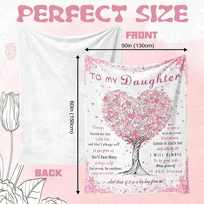 Aipon Daughter Gifts Blanket 50"x 60", Birthday Gifts Blanket from Mom Dad for Daughter, Blankets for Adult Daughters Wedding Graduation