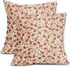 Burnt Orange Floral Pillow Covers 16x16 Set of 2 Vintage Rustic Old Style Cute Flower Orange Cream Print Decorative Outdoor Pillowcases Fall Farmhouse Throw Cushion Case Decor for Couch Sofa Bed