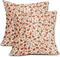 Burnt Floral Pillow Covers 24x24 Set of 2 Vintage Rustic Old Style Cute Small Flower Cream Print Decorative Outdoor Pillowcases Farmhouse Throw Cushion Case Decor for Couch Sofa Bed