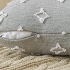 ANRODUO Pack of 2 Grey Boho Decorative Throw Pillow Covers with Tufted Rhombic Jacquard for Room Decor Boho Pillow Covers Decorations 18x18 Cute and Soft Pillowcase for Couch Sofa Bed and Living Room