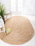 Unique Loom Braided Jute Collection Area Rug - Dhaka (3' 3" x 5' 1" Oval, Natural)