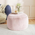 Round Stuffed Pouf Ottoman for Foot Rest, A Round Modern Foam Filled Poufs, Floor Chair for Living Room, Nursery, Dorm, A Soft Modern Foot Stool Perfect to Rest Your Feet (Pink, 20Inch)