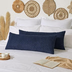 Kevin Textile 14x36 Inch Long Lumbar 1 Pack Boho Decorative Throw Pillow Cover Soft Striped Corduroy Rectangle Cushion Case Farmhouse Solid Color Accent for Living Room Couch Sofa Bed, Navy Blue