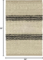Dash & Albert Jute Ticking Black Handwoven Jute Rug, 2 X 3 Feet, Neutral Stripe Pattern - Premium Luxury Hotel Quality Soft Breathable Hypoallergenic Machine Washable Easy Care All Season
