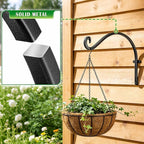 Hanging Plant Brackets Outdoor: 2 Pack 12 Inch Metal Plant Hangers Wall Hooks - Can Hold 50 Lbs Heavy Duty Outdoor Hooks for Hanging Bird Feeders, Flower Baskets, Lanterns, Wind Chimes