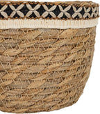 Foreside Home and Garden Set of 2 Embroidered Rim Baskets Natural Seagrass & Jute by Foreside Home & Garden