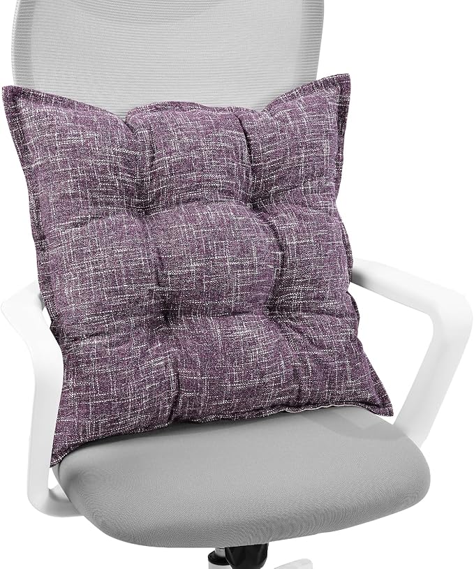 SINSOSSO Large Floor Pillow 22", Thickened Bite-Size Memory Foam Square Non-Slip Cushion for Office Back Support/Indoor Yoga/Chair Seat, Fashionable Color-Blocked Fabric & Washable, Purple, 1 PCS