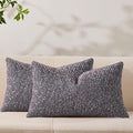 Decorative Couch Throw Pillow Covers 12x20 Set of 2 Purple Striped Soft Wool Pillow Covers Neutral Textured Boho Cushion Covers for Modern Farmhouse Sofa Bedroom Living Room Decor SY012-E12