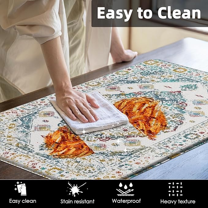 Arttown Boho Anti-Fatigue Kitchen Rug Set of 2 Cushioned Floor Standing Mat Waterproof Non-Slip Mat and PVC Ergonomic Comfort Foam Rug