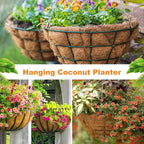 Riare 4 Pack 12 Inch Round Coco Liners Replacement, 100% Natural Coconut Coir Liners for Hanging Baskets, Garden Flower Vegetables Planter Pot, Window Box, Fence, Decks