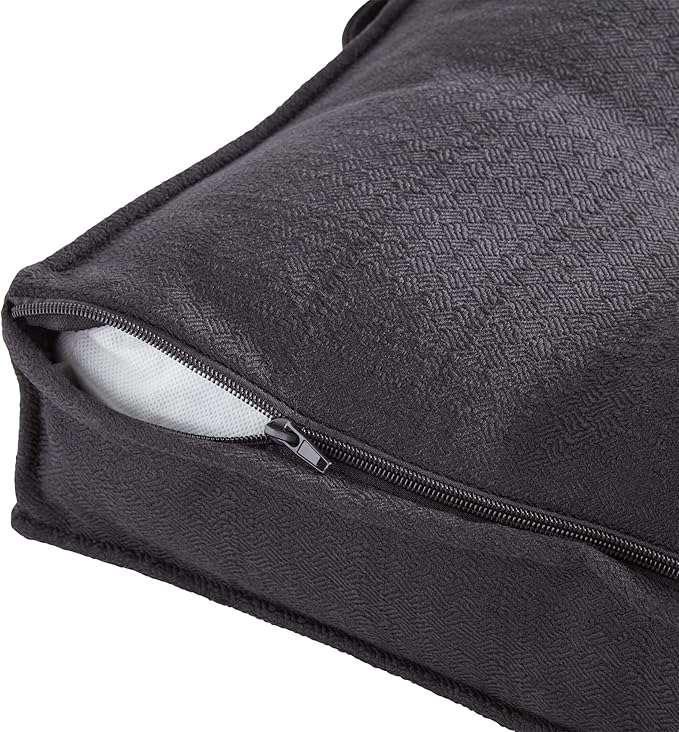 Square Tufted Floor Pillow with Removable Cover, Black, Large (40")