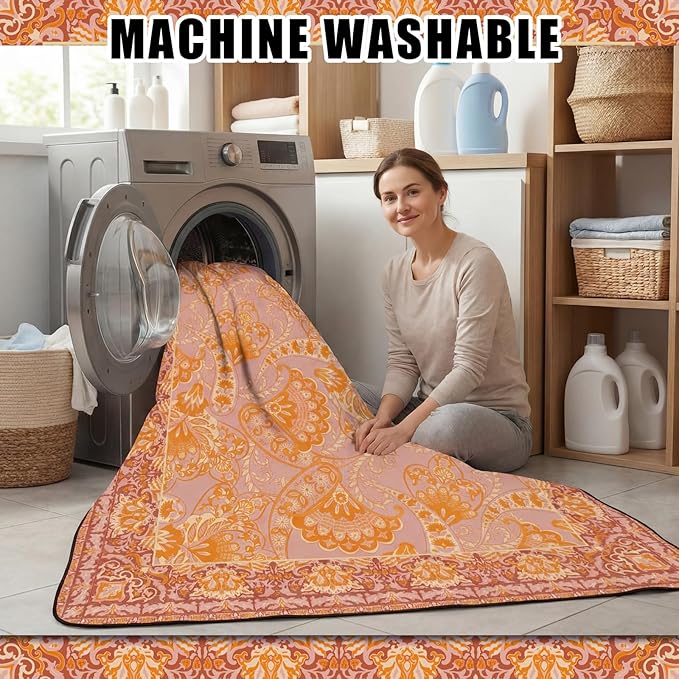 Boho Picnic Blankets 80''x 80'' Extra Large Beach Blanket Waterproof Sandproof Foldable Machine Washable Vintage Grass Lawn Park Mat for Family Camping Party Music Festival