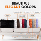 Cheer Collection Throw Pillows for Couch and Bed, Soft Shaggy Throw Pillows with Inserts Included, Cozy Long Hair Faux Fur Pillows - Set of 2-12" x 20" - Maroon