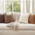 MIULEE Modern Farmhouse Decorative Lumbar Pillow Covers 18x18 Inch Set of 4 Natural Rustic Throw Pillows Neutral Warm Soft Corduroy Couch Pillowcases Home Decor for Sofa Living Room Bed Brown