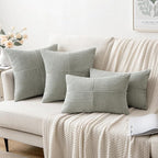 MIULEE Silver Grey Decorative Throw Pillow Covers 18x18 Inch for Couch Bed Sofa Pack of 2 Boho Farmhouse Throw Pillows Soft Cross Corduroy Patchwork Textured Cushion Cases