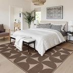 Lahome Modern Geometric Easy Jute Outdoor Rugs for Patio 5x7, Brown Washable Carpet for Living Room, Neutral Semi-Circle Thin Rug for Bedroom Office Entrance Porch Non Slip