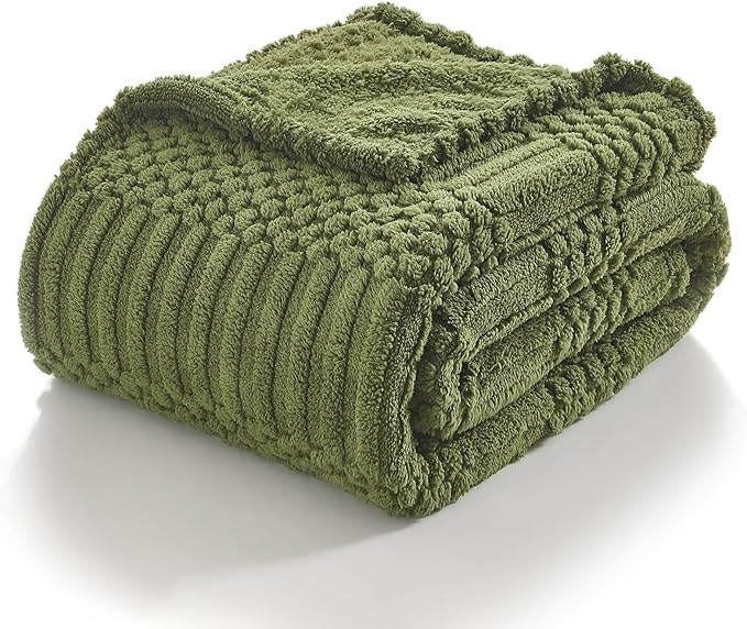 lifein Throw Blanket for Couch-Olive Green Boho Throw Blanket, Soft Fleece Plush Lightweight Blankets&Throws for Spring, Fuzzy Moss Green Blanket for Livingroom Bed Sofa Chair (60x80, Green)