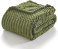 lifein Throw Blanket for Couch-Olive Green Boho Throw Blanket, Soft Fleece Plush Lightweight Blankets&Throws for Spring, Fuzzy Moss Green Blanket for Livingroom Bed Sofa Chair (50x60, Green)