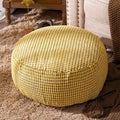 SUTAVIA Pouf Ottoman Cover Unstuffed Pouf Seat Decorative Soft Storage Bean Bag 20x20x8 Inches Floor Footrest for Living Room Bedroom (Yellow, Round)