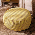 SUTAVIA Pouf Ottoman Cover Unstuffed Pouf Seat Decorative Soft Storage Bean Bag 20x20x8 Inches Floor Footrest for Living Room Bedroom (Yellow, Round)