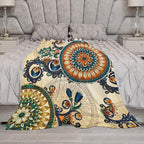 Bohemian Flower Throw Blanket Boho Mandala Floral Flowers Print Pattern Blanket for Sofa Bed Couch Chair Or Dorm 30"x40"