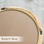 Rattan Wall Mirror - 20" Boho Round Bathroom Mirror Decorative Farmhouse Circle Mirror for Vanity Entryway Living Room Wall Decor