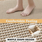 MIULEE Set of 2 Waffle Bathroom Rugs, Boho Bath Rugs Non Slip Washable, Super Absorbent Bath Mats, Ultra Soft Rubber Backed Shower Mats for Bathroom Floor, Tub, Brown & White, 17x24 Inch