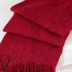 BATTILO HOME Red Throw Blanket for Couch, Soft Decorative Knitted Throw Blanket, Sofa Lightweight Burgundy Throw, 50x60 inches