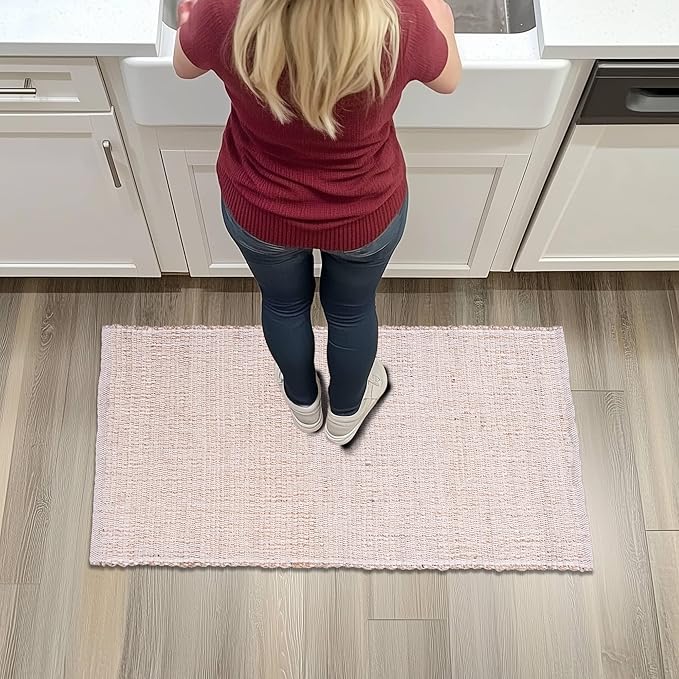 Neutral Rug 20X30 Jute Rug Braided Rug - Earthy Farmhouse Solid Rug - Nautical Area Rug for Entryway or Kitchen, 20" x 30"