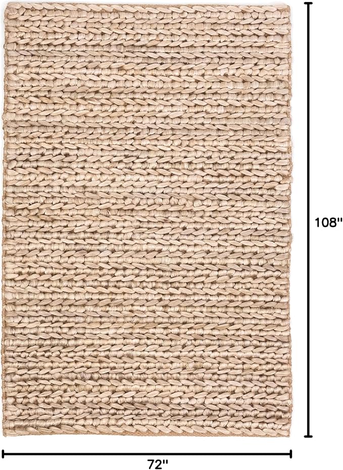 Dash and Albert Jute Area Rug - 6' x 9' Bleached Oak Solid Handwoven Accent Rug - Durable, Eco-Friendly, High Traffic Areas Hallway, Bedroom, Stairs - Premium Luxury Hotel Quality Soft Breathable