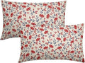 4th of July Floral Pillow Covers 12x20 Set of 2 Rustic Old Style Navy Blue Red Flower Print Rectangle Decorative Outdoor Pillowcases Patriotic Farmhouse Throw Cushion Case Decor for Couch Sofa Bed