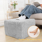 Asuprui Round Square Pouf Ottoman Foot Rest – Lightweight Modern Footstool with Plush Foam Filling, Perfect for Living Room Decor & Cozy Comfort – 20x20x14 Inch Chic Accent Piece (Light Gray)