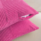 Fancy Homi 2 Packs Hot Pink Decorative Throw Pillow Covers 22x22 Inch for Living Room Couch Bed, Rustic Farmhouse Boho Home Decor, Soft Corss Corduroy Patchwork Accent Square Cushion Case 55x55 cm