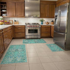 GENIMO Kitchen Mats for Floor Set of 3 Non-Slip Washable, Waterproof Lightweight Kitchen Rugs, Kitchen Floor Mat Runner Rug Carpet for Laundry, Sink, Hallway, Bathroom, Entryway, Dark Green