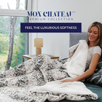 Mon Chateau 60" x 70" Serenity Flannel Throw Blanket, Abstract Print Soft Blanket for Queen-Size Bed, Couch, or Sofa, Cozy Home Decor and Stylish Living Room Comfort, Dreamscape