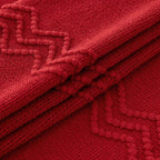MIULEE Red Knitted Throw Blanket for Couch Boho Textured Cozy Woven Blanket with Tassels for Sofa Chair Bed Living Room Acrylic Wave Pattern 50"x60"