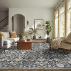 Washable Rugs for Living Room: 9x12 Area Rugs for Bedroom Ultral Soft Non-Slip Stain Resistant Vintage Boho Large Carpet for High-Traffic Dining Room - Farmhouse Decor
