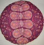 ICC 32" Indian Mandala Ottoman Throw Pouf Cover Seating Ottoman Cover Ethnic Cushions Bohemian Decor Fall Decor Pouf Case Decorative Footstool Round Floor Maroon